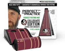Perfect Practice Collegiate Edition Golf Putting Mat w/2 Holes, 2.9m - Garnet-