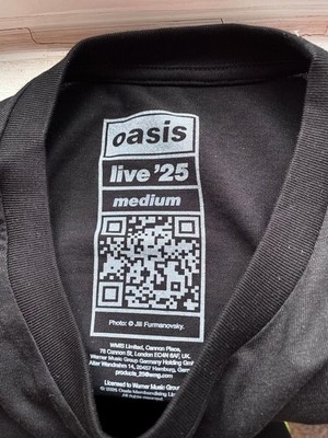 OASIS WONDERWALL LIVE 25 WORLD TOUR T-SHIRT BLACK (2025) SIZE M T
