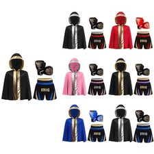 Unisex Kids Costume Letter Printed Set Martial Arts Outfit Competition Cosplay