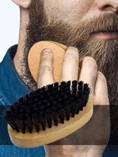 Boar Bristle Beard Brush Moustache Wood Palm Soft Round Handle Mens beardBrush1.