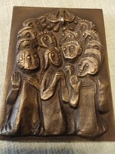 Egino Weinert Bronze Relief Wandbild m. Aufhäng.- Aus dem Leben Jesu - Pfingsten