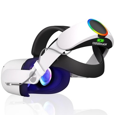 RGB Head Strap with Battery for Oculus Quest 2, 10000mAh universal, White 
