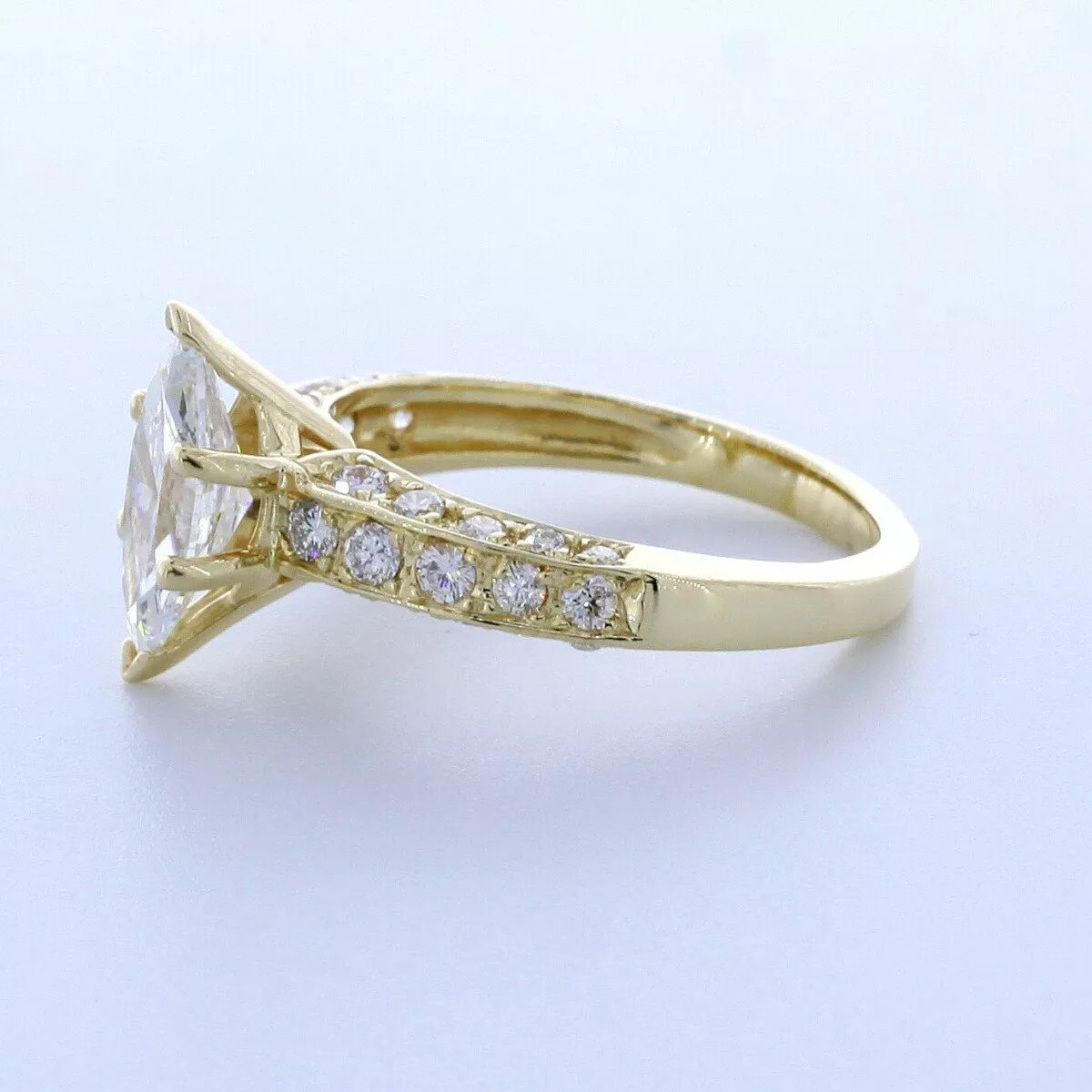 Engagement Ring 14K Gold Vintage 3.27 Carat Marquise Lab-Grown Diamond G VS2