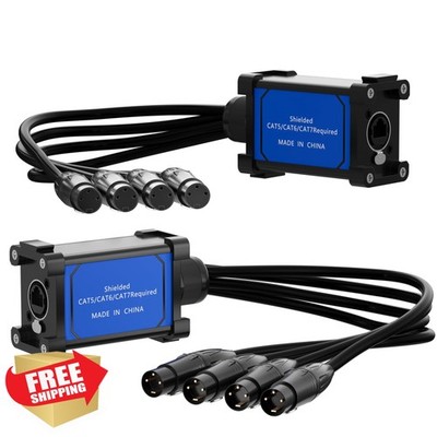 Elecan 4 Channel XLR Splitter Box w/ 2ft Cable