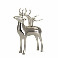 Kerzenhalter Versilbert KerzenstäNder 1 Stabkerze - Deko-Figur Rentier 11.5 Cm