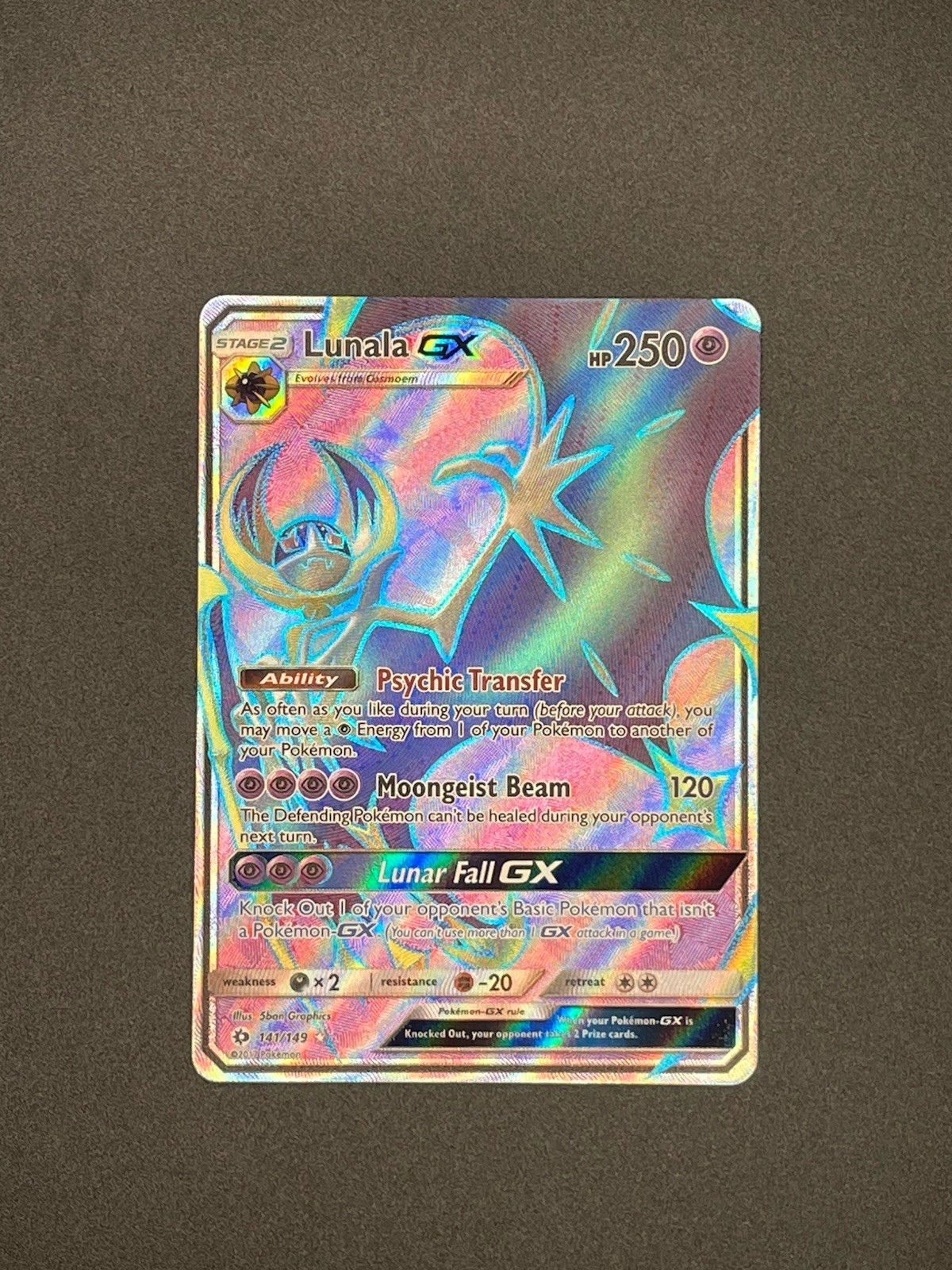 Lunala GX 141/149 - Sun & Moon - Full Art Holo Pokemon Card - Near Mint (NM)