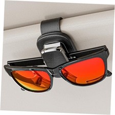 Sunglass Holder for Car Visor, One-Handed Operation Leather Sunglasses Clip