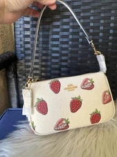 NWT Coach Nolita 19 Leather Shoulder Bag With Strawberry Print CAL25