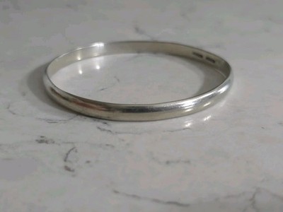 Sterling Silver Simple Round Classic Closed Bangle Bracelet Plain Circle .925