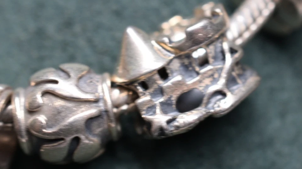 7.5" Authentic Pandora 925 Silver Snake Chain Bracelet W/ 5 Charms 2 Locks - Image 2 of 4