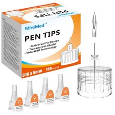 MireMed Pen Tips 31G 5mm 3/16" , 100 Count 5mm, Clear With Safety Cap