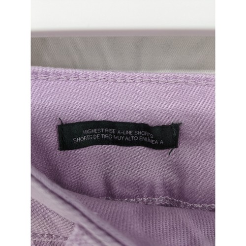 Pantalones Cortos de Jean Wild Fable Plisados Lavanda 10 Corte Super Alto Bermudas Dobladillo Crudo - Imagen 4 de 9
