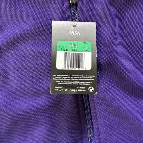 Minnesota Vikings Jacket Men Extra Large Purple Nike On Field NFL Zip NWT - Picture 4 of 14