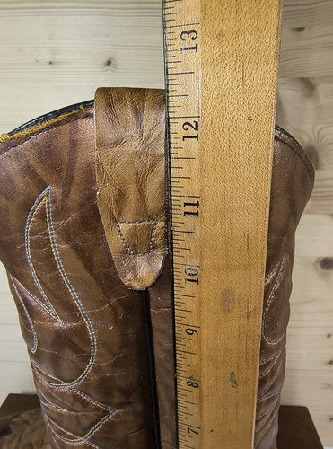 Vtg TEXAS Boot Western Cowboy Mens 10D Marbled Brown Leather 1081 USA Made M81 - Picture 22 of 22