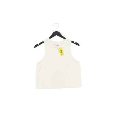 Fabletics Damen Top XS Weiß 100% Nylon Ärmellos Rundhals Basic