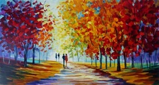 Slava Ilyayev AUTUMN STROLL Serigraph on paper Hand signed Love Nature Walk