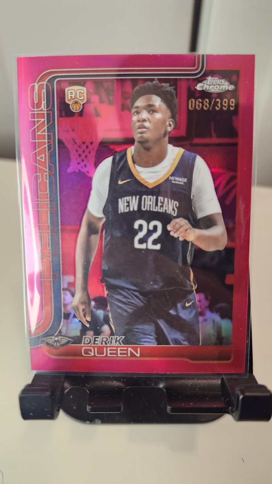 2025-26 Topps Chrome #263 Derik Queen RC Rookie Magenta Refractor /399  Pelicans