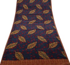 Sushila Vintage Indian Saree 100 Pure Crepe Silk Printed Floral Soft Fabric