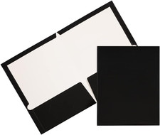 Laminated Two Pocket Glossy School Folders - Letter Size - High Gloss Black -...