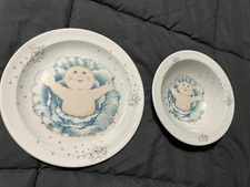 Vtg 2/pc  Cabbage Patch Kids Plate and Bowl 1984 Royal Worcester Made in England