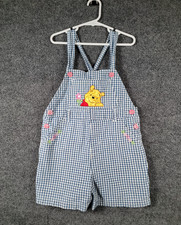 Vintage 90s Disney Winnie The Pooh Embroidered Gingham Overall Dress Size 6/6X