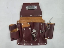Maroon Leather Electrician Tool Pouch | Electric Tool Belt | Electric Bag