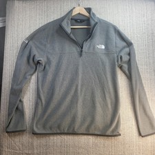 The North Face Fleece Sweater Mens Medium Gray Half Zip Pullover LG Logo Warm