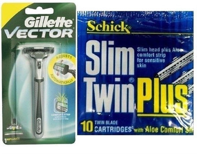 10 Schick Slim Twin Plus Refill Blades cartridges GILLETTE Vector fit Atra Razor