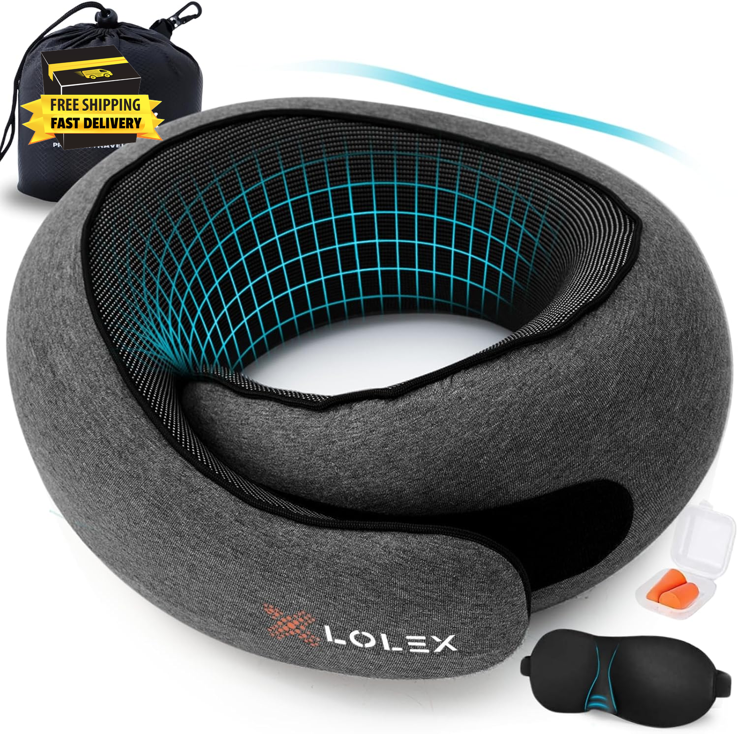 Memory Foam Travel Pillow for Neck Support - Ultra Soft Airplane & Car Comfort-image