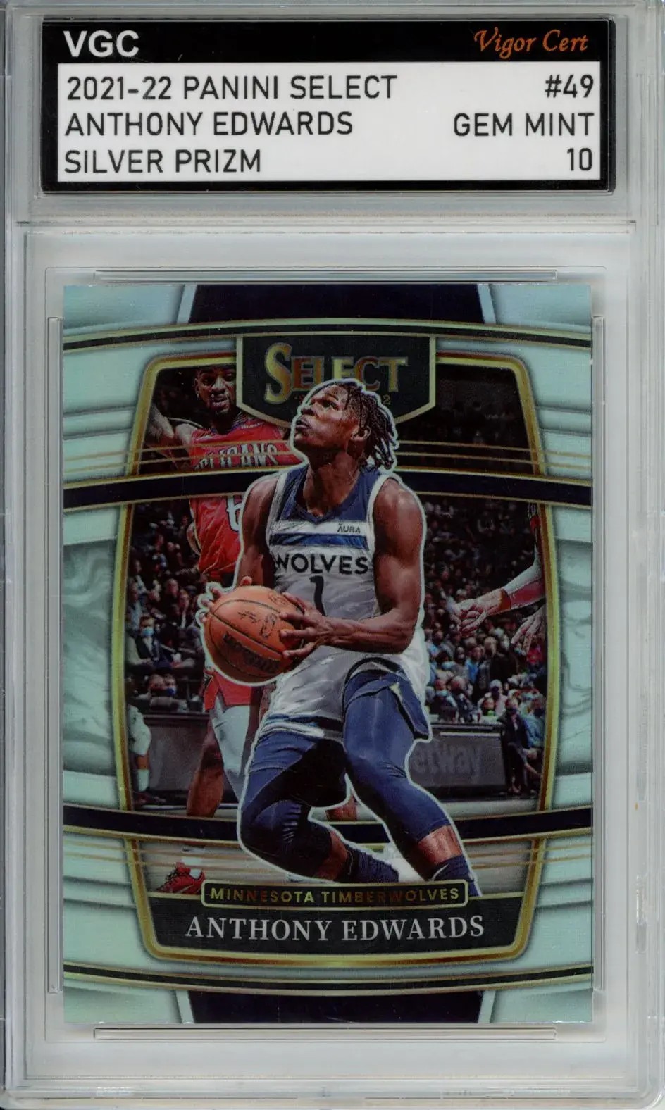 2021-22 PANINI SELECT SILVER PRIZM #49 ANTHONY EDWARDS VGC GEM MINT 10 J83 -IJ49