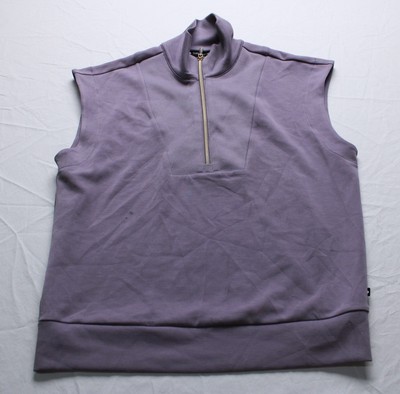 Thrive Societe Women's Ultraluxe Sleeveless Quarter Zip Top BE5 Violet Ash Small