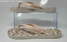 Authentic Tory Burch Womens Hicks Garden Multicolor Flip-Flop Sandals Size 7M