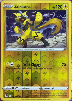 Zeraora Reverse Holo Rare - 102/264 - Fusion Strike Pokemon 2021