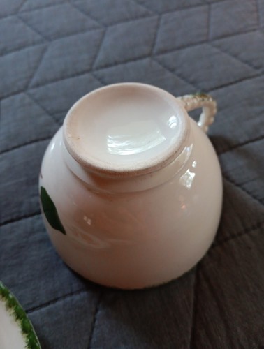 Blue Ridge Quaker Apple 2 Cups & 6 Saucers Footed Southern Pottery Candlewick - Picture 10 of 20