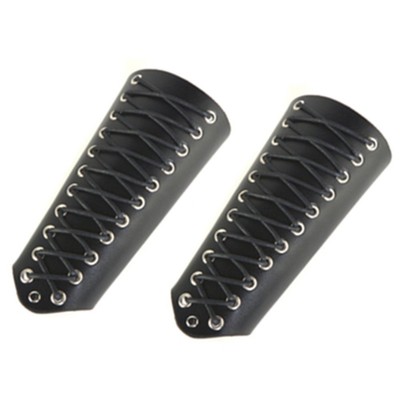 HZMAN 2 Pack Unisex Faux Back Leather Gauntlet Wristband Wide Bracer Arm Armor