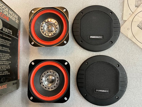 Sparkomatic KS400 Speakers  4" x 4" Door Mount Dual Cone Compact 80 BOOMING WATT - Picture 5 of 9