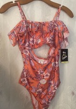 Art Class Girl s Floral Print Off Should One Piece Swimsuit, Multi, L 10-12 Plus