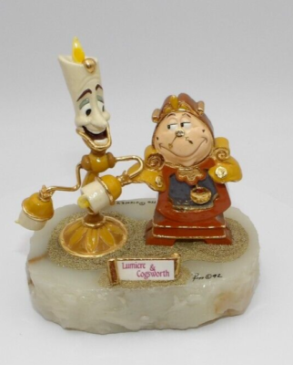 Disney Lumiere & Cogsworth Beauty & The Beast Statue 1993 by Ron
