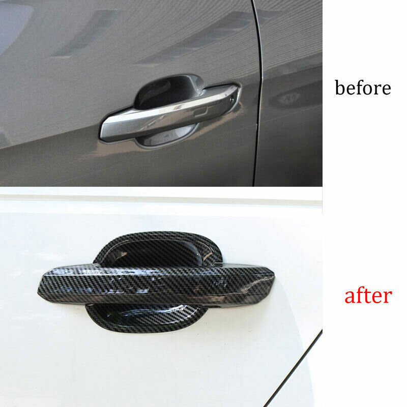 4Pcs Carbon Fiber Look ABS Door Handle Bowl Covers For Audi A4 B9 & A5 2017-2019