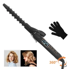 KIPOZI 1" Spiral Curling Wand Ceramic Hair Curler Iron 25mm for Short Long Hair