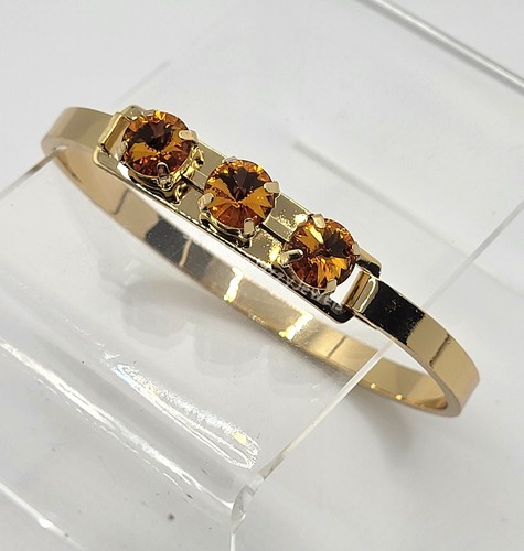 m/w Swarovski Crystal Topaz Stones Plated Bangle Bracelet; Beautiful!! - Picture 7 of 8
