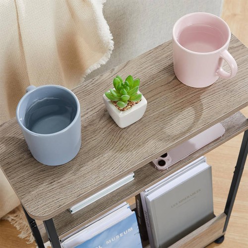 7.1" Narrow Side Table with Magazine Rack 3-Tier for Small Space End Table AU - Picture 4 of 5