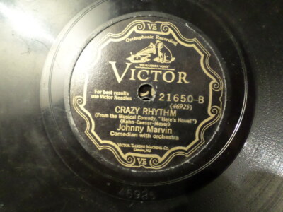 VICTOR 78 RECORD 21650/JOHNNY MARVIN/CRAZY RHYTHM/HEARTBROKEN AND LONELY VG MINU