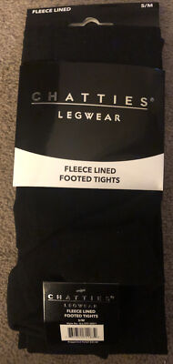 Chatties Women's Black Fleece Lined Footed Tights Legwear Pick  S/M