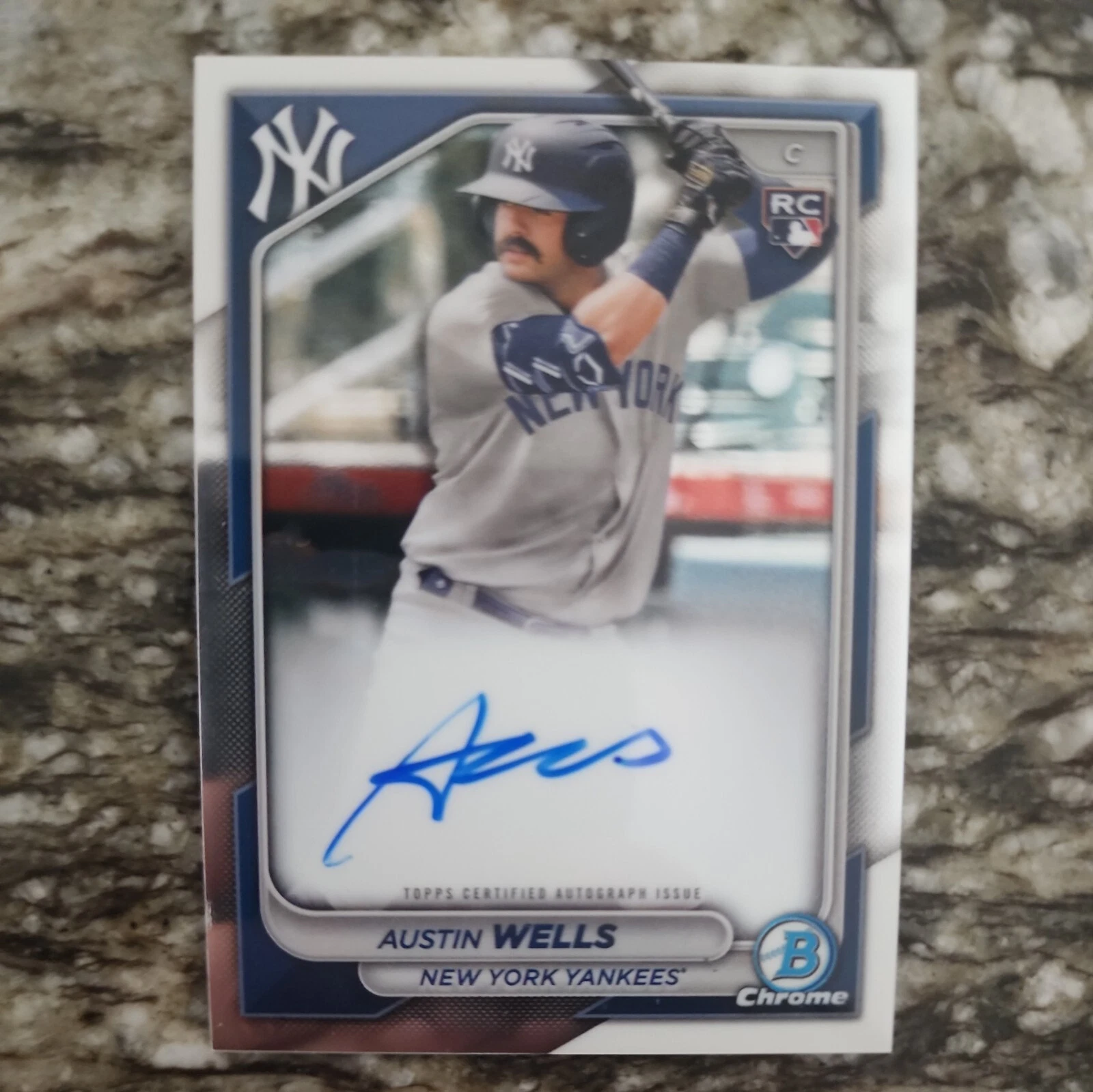 2024 Bowman Chrome AUSTIN WELLS AUTO ROOKIE RC #CRA-AW NEW YORK YANKEES