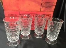 Vintage Indiana Glass Whitehall Clear 4pc. 14oz Ice Tea Water Cooler Tumblers
