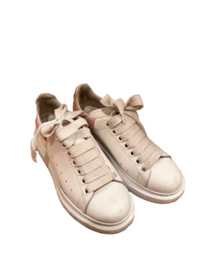ALExANDER McQUEEN Baskets En Cuir Suède Blanc X Rose Auth Femmes 23cm - Photo 1/4