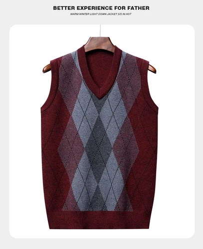 Men's Casual Sweater Tank Top Autumn Thickened Winter Warm Men's Vest - Bild 20 von 28
