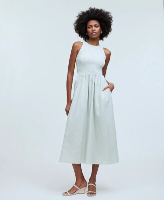 knee length dresses for ladies Melody Bone Eyelet Midi Dress