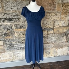 Reformation Portofino Dress XS 8 New Jersey Ruffle Midi Off Shoulder Frill Blue